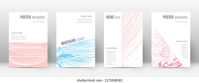 Cover page design template. Geometric brochure layout. Bold trendy abstract cover page. Pink and blue grunge texture background. Valuable poster.