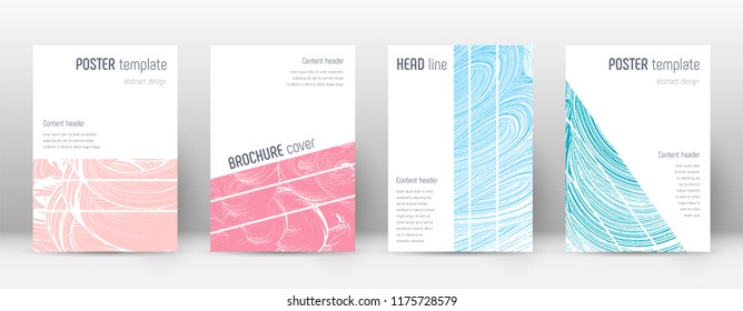 Cover page design template. Geometric brochure layout. Breathtaking trendy abstract cover page. Pink and blue grunge texture background. Divine poster.