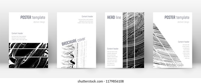 Cover page design template. Geometric brochure layout. Bizarre trendy abstract cover page. Black and white grunge texture background. Glamorous poster.