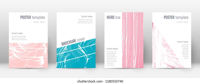 Cover page design template. Geometric brochure layout. Bold trendy abstract cover page. Pink and blue grunge texture background. Amusing poster.