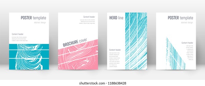 Cover page design template. Geometric brochure layout. Bold trendy abstract cover page. Pink and blue grunge texture background. Fabulous poster.