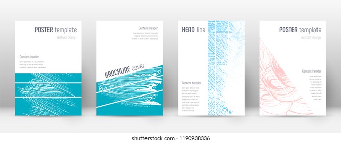 Cover page design template. Geometric brochure layout. Bold trendy abstract cover page. Pink and blue grunge texture background. Modern poster.