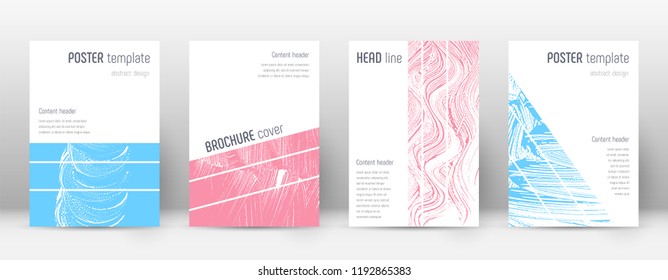 Cover page design template. Geometric brochure layout. Bold trendy abstract cover page. Pink and blue grunge texture background. Fantastic poster.