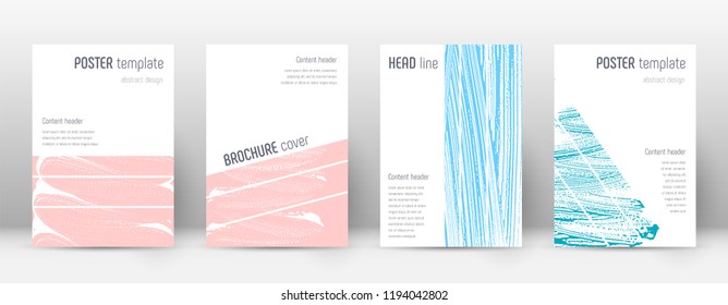 Cover page design template. Geometric brochure layout. Bold trendy abstract cover page. Pink and blue grunge texture background. Uncommon poster.