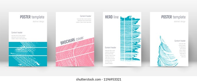 Cover page design template. Geometric brochure layout. Breathtaking trendy abstract cover page. Pink and blue grunge texture background. Adorable poster.