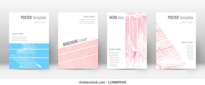 Cover page design template. Geometric brochure layout. Bold trendy abstract cover page. Pink and blue grunge texture background. Fresh poster.