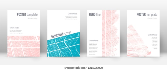 Cover page design template. Geometric brochure layout. Bold trendy abstract cover page. Pink and blue grunge texture background. Stunning poster.