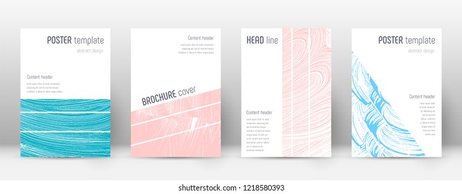 Cover page design template. Geometric brochure layout. Bizarre trendy abstract cover page. Pink and blue grunge texture background. Valuable poster.