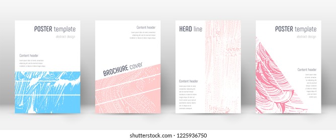 Cover page design template. Geometric brochure layout. Bold trendy abstract cover page. Pink and blue grunge texture background. Cool poster.