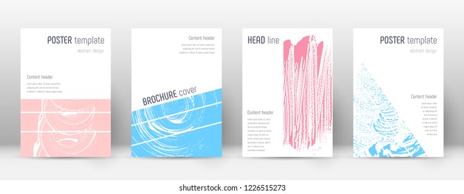 Cover page design template. Geometric brochure layout. Bold trendy abstract cover page. Pink and blue grunge texture background. Appealing poster.