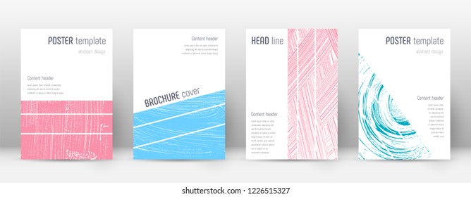 Cover page design template. Geometric brochure layout. Bold trendy abstract cover page. Pink and blue grunge texture background. Admirable poster.