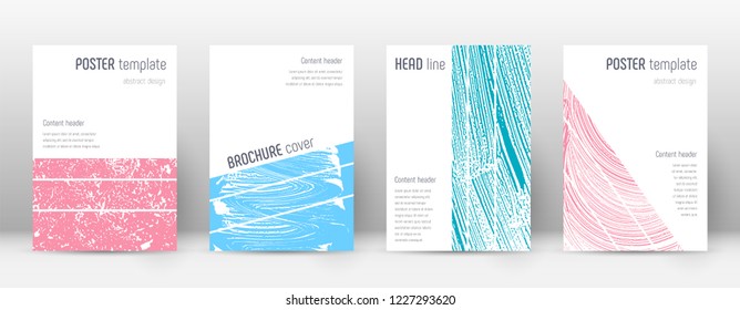 Cover page design template. Geometric brochure layout. Bold trendy abstract cover page. Pink and blue grunge texture background. Dramatic poster.