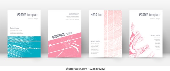 Cover page design template. Geometric brochure layout. Bold trendy abstract cover page. Pink and blue grunge texture background. Stylish poster.