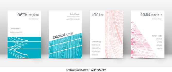 Cover page design template. Geometric brochure layout. Bold trendy abstract cover page. Pink and blue grunge texture background. Wonderful poster.