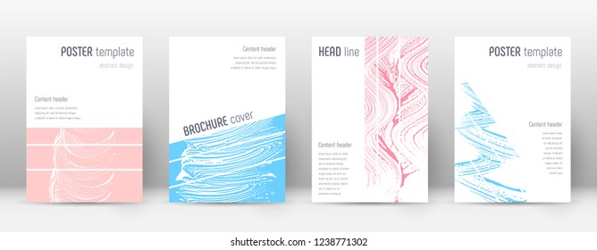 Cover page design template. Geometric brochure layout. Bold trendy abstract cover page. Pink and blue grunge texture background. Astonishing poster.