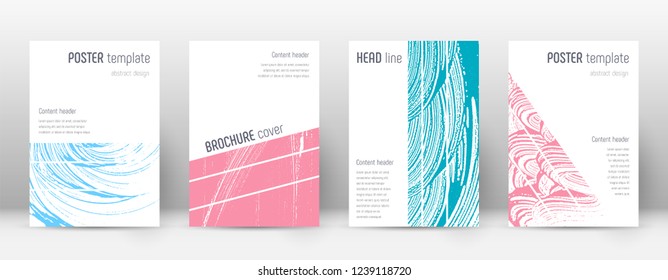 Cover page design template. Geometric brochure layout. Bold trendy abstract cover page. Pink and blue grunge texture background. Alive poster.