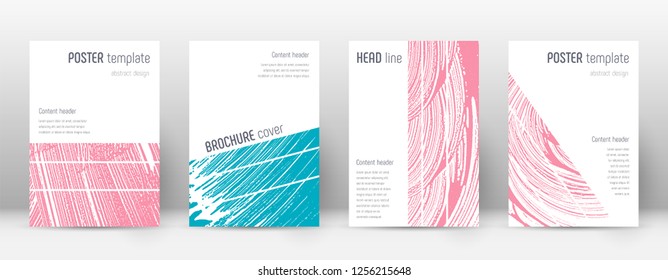 Cover page design template. Geometric brochure layout. Bold trendy abstract cover page. Pink and blue grunge texture background. Charming poster.