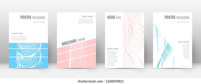 Cover page design template. Geometric brochure layout. Bold trendy abstract cover page. Pink and blue grunge texture background. Beauteous poster.