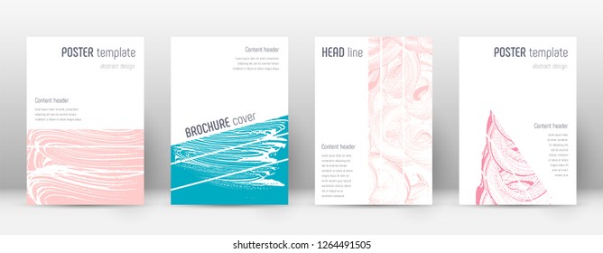 Cover page design template. Geometric brochure layout. Breathtaking trendy abstract cover page. Pink and blue grunge texture background. Excellent poster.