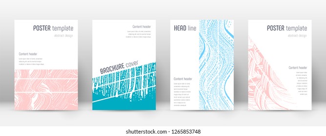 Cover page design template. Geometric brochure layout. Bold trendy abstract cover page. Pink and blue grunge texture background. Fetching poster.