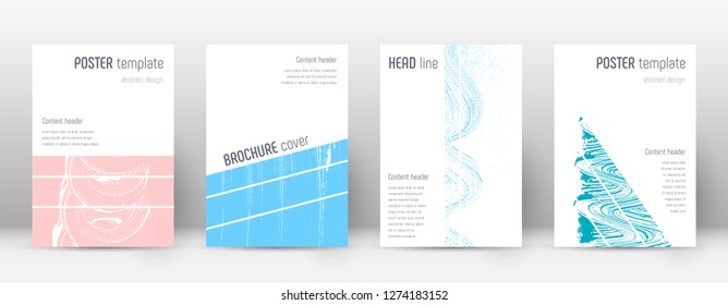 Cover page design template. Geometric brochure layout. Bold trendy abstract cover page. Pink and blue grunge texture background. Magnificent poster.