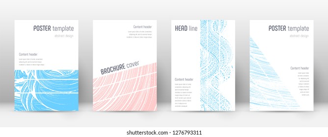 Cover page design template. Geometric brochure layout. Bold trendy abstract cover page. Pink and blue grunge texture background. Pleasing poster.