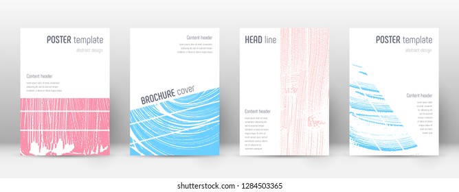 Cover page design template. Geometric brochure layout. Breathtaking trendy abstract cover page. Pink and blue grunge texture background. Beautiful poster.