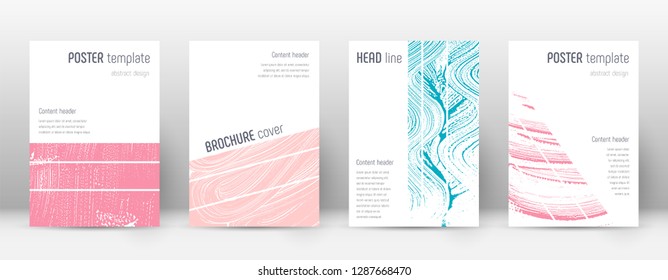Cover page design template. Geometric brochure layout. Bold trendy abstract cover page. Pink and blue grunge texture background. Captivating poster.