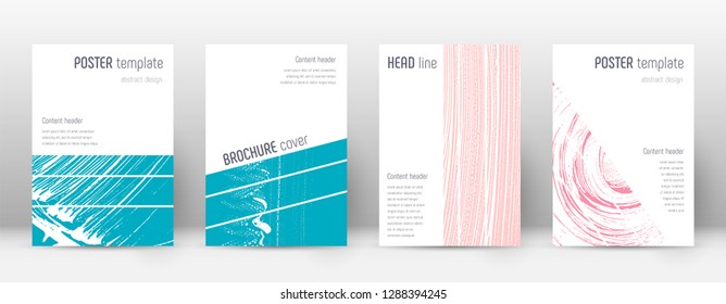 Cover page design template. Geometric brochure layout. Bold trendy abstract cover page. Pink and blue grunge texture background. Sightly poster.