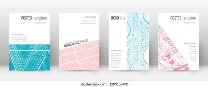 Cover page design template. Geometric brochure layout. Bold trendy abstract cover page. Pink and blue grunge texture background. Optimal poster.