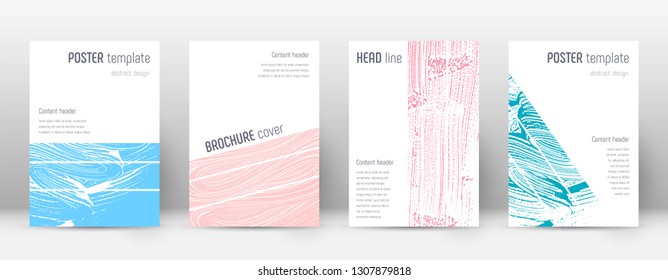 Cover page design template. Geometric brochure layout. Bold trendy abstract cover page. Pink and blue grunge texture background. Flawless poster.