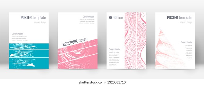 Cover page design template. Geometric brochure layout. Bold trendy abstract cover page. Pink and blue grunge texture background. Great poster.
