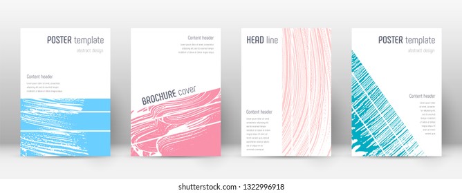 Cover page design template. Geometric brochure layout. Bizarre trendy abstract cover page. Pink and blue grunge texture background. Stunning poster.