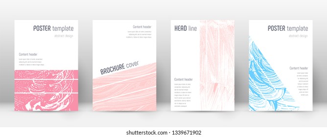 Cover page design template. Geometric brochure layout. Bold trendy abstract cover page. Pink and blue grunge texture background. Symmetrical poster.