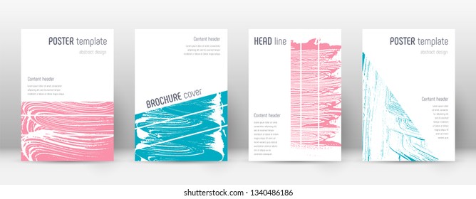 Cover page design template. Geometric brochure layout. Bold trendy abstract cover page. Pink and blue grunge texture background. Posh poster.