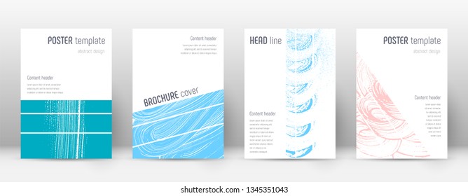 Cover page design template. Geometric brochure layout. Bold trendy abstract cover page. Pink and blue grunge texture background. Energetic poster.