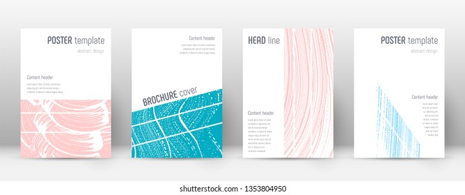Cover page design template. Geometric brochure layout. Breathtaking trendy abstract cover page. Pink and blue grunge texture background. Enchanting poster.