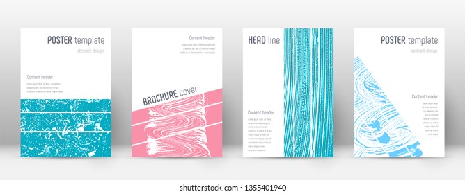 Cover page design template. Geometric brochure layout. Bold trendy abstract cover page. Pink and blue grunge texture background. Immaculate poster.