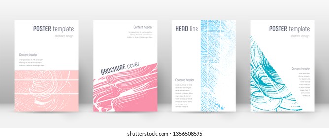 Cover page design template. Geometric brochure layout. Bold trendy abstract cover page. Pink and blue grunge texture background. Superb poster.