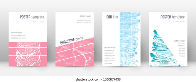 Cover page design template. Geometric brochure layout. Bold trendy abstract cover page. Pink and blue grunge texture background. Bewitching poster.