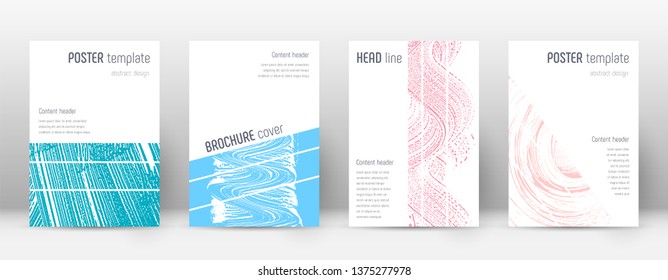 Cover page design template. Geometric brochure layout. Bold trendy abstract cover page. Pink and blue grunge texture background. Breathtaking poster.