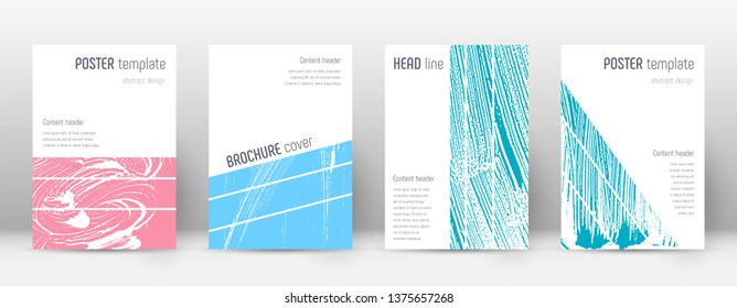 Cover page design template. Geometric brochure layout. Bold trendy abstract cover page. Pink and blue grunge texture background. Perfect poster.
