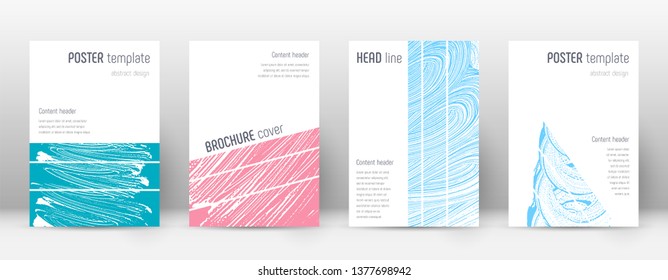 Cover page design template. Geometric brochure layout. Bold trendy abstract cover page. Pink and blue grunge texture background. Shapely poster.