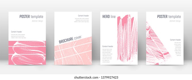 Cover page design template. Geometric brochure layout. Bizarre trendy abstract cover page. Pink and blue grunge texture background. Worthy poster.