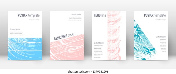 Cover page design template. Geometric brochure layout. Bold trendy abstract cover page. Pink and blue grunge texture background. Nice poster.