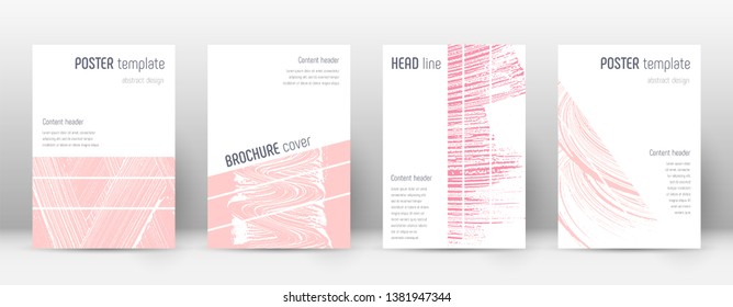 Cover page design template. Geometric brochure layout. Breathtaking trendy abstract cover page. Pink and blue grunge texture background. Attractive poster.