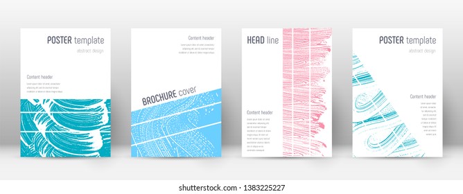 Cover page design template. Geometric brochure layout. Bold trendy abstract cover page. Pink and blue grunge texture background. Brilliant poster.