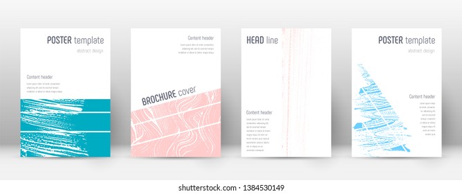 Cover page design template. Geometric brochure layout. Bold trendy abstract cover page. Pink and blue grunge texture background. Creative poster.