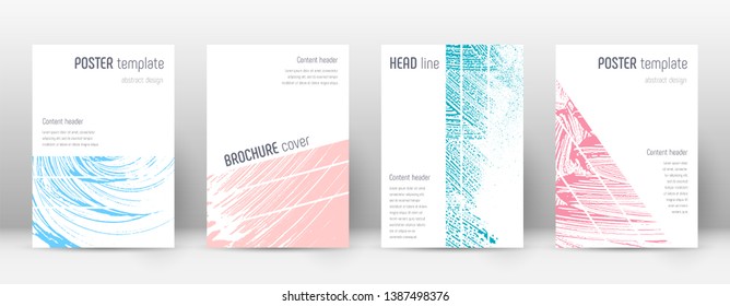 Cover page design template. Geometric brochure layout. Bold trendy abstract cover page. Pink and blue grunge texture background. Wondrous poster.