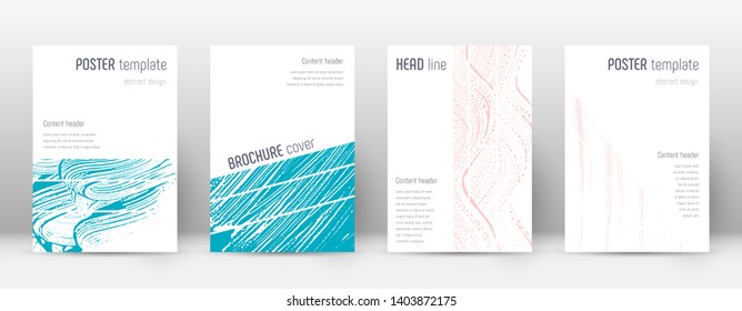 Cover page design template. Geometric brochure layout. Bizarre trendy abstract cover page. Pink and blue grunge texture background. Superb poster.